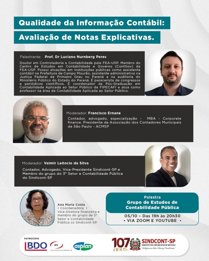 Palestra – Qualidade da Informação Contábil: Avaliação de Notas Explicativas